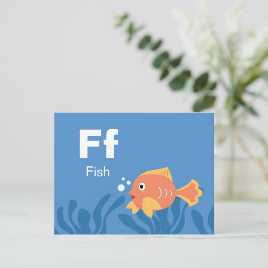 F is for Fish - Alphabet Flash Card ポストカード (スタンド正面)