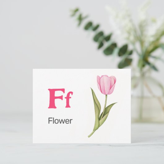 F is for Flower - Alphabet Flash Card ポストカード (スタンド正面)
