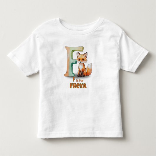 F is for Freya – Custom Toddler T-shirt with Fun F トドラーTシャツ (正面)