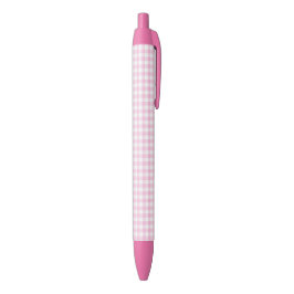 F & L Pink Gingham Pen 黒ボールペン