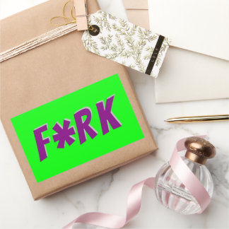 F*RK – 検閲よくはしゃぐフォークデザイン 長方形シール