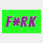 F*RK – 検閲よくはしゃぐフォークデザイン 長方形シール (正面)