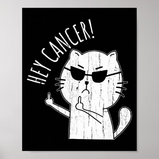 F U がん 面白い猫の中指立てのポーズ がん ポスター (正面)