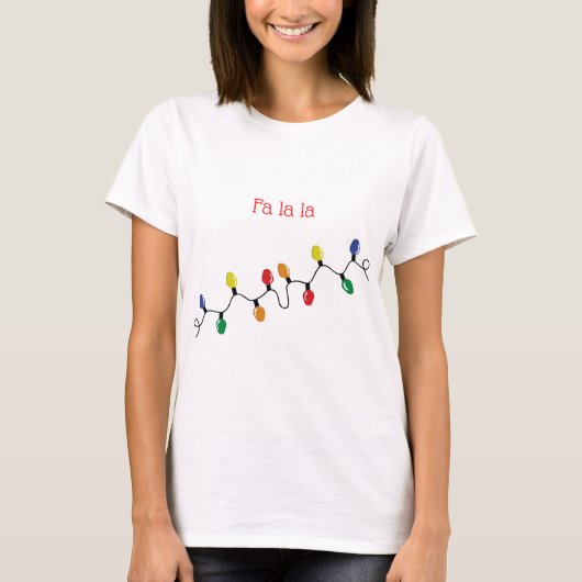 FaのLaのLaのクリスマスの照明のひも Tシャツ (正面)