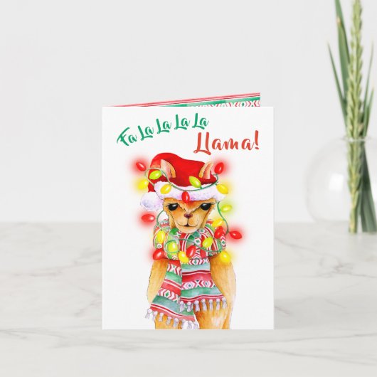 FaのLaのLaのLaのLaのラマ! 風変わりな水彩画パターン シーズンカード (正面)