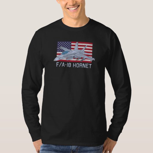 Fa 18ホーネットジェット戦闘機飛行機米国国旗 tシャツ (正面)