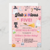 Fa-boo-lousハロウィーン女の子の誕生日招待状任意の年齢 招待状 (正面/裏面)