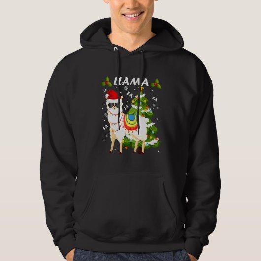Fa Fa Fa Llama Santa Hat Christmas Alpaca Lovers X パーカ (正面)
