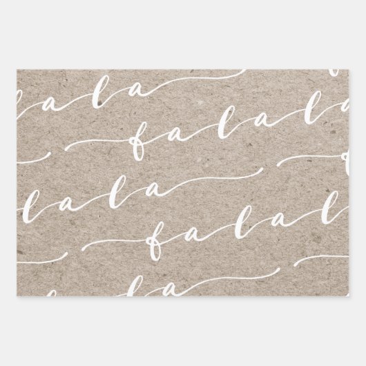 FA LAクラフト紙&ブラックタイポグラフィークリスマス ラッピングペーパーシート (正面3)