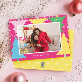 FA LAネオンカラフルおもしろいクリスマスツリー写真 シーズンカード