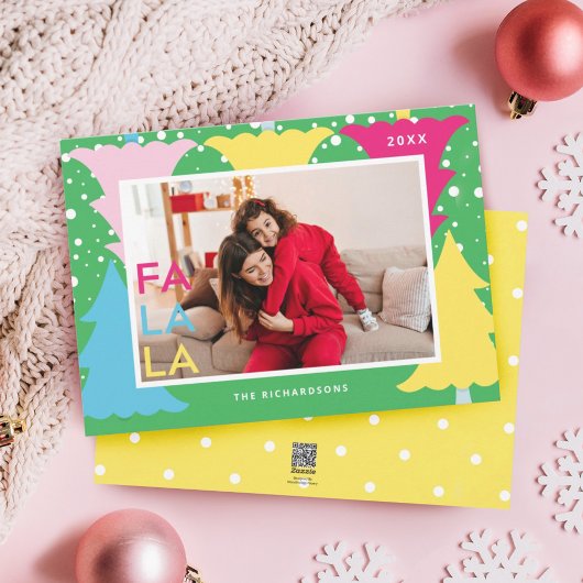 FA LAネオンカラフルおもしろいクリスマスツリー写真 シーズンカード