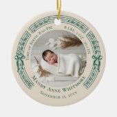 Fa Laヴィンテージシート音楽誕生統計ベビー写真 セラミックオーナメント (正面)
