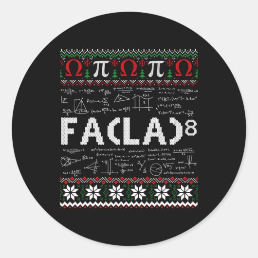 Fa (la)8おもしろい Christmas Santa Fa La Math先生 ラウンドシール (正面)