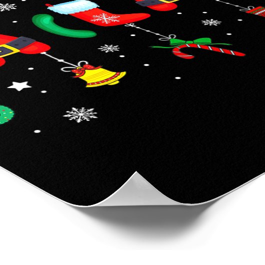 Fa (la) 8 Funny Christmas Lights Santa Fa La Math ポスター (角)