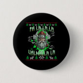 Fa La 8 Valhalla Santa Hat Viking Skull Christmas 缶バッジ (正面)