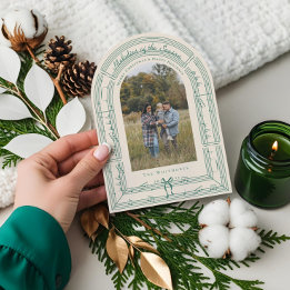 Fa La Bowシートミュージックアーチフォトクリスマスカード 招待状