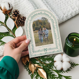 Fa La Bowシートミュージックアーチフォトクリスマスカード 招待状