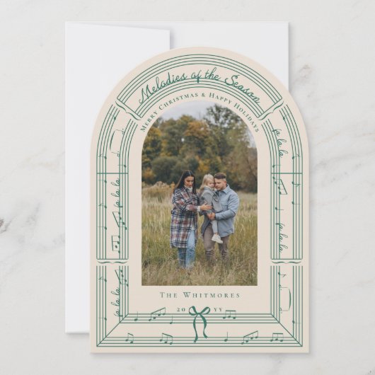 Fa La Bowシートミュージックアーチフォトクリスマスカード 招待状 (正面)