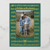 Fa La Bowヴィンテージシートミュージックフォトクリスマス 箔シーズンカード (正面)