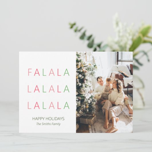 Fa La Christmasかわいいカラフルおもしろい写真 シーズンカード (スタンド正面)