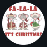 Fa La Christmas Tシャツとギフト ラウンドシール<br><div class="desc">クリスマスのTシャツ、マグカップ、カード、シール、トートバッグ、磁石などクリスマスの休日の服やギフトのアイテムは、ファラ読ラ・ラのキュートなクリスマスのネズミと文字を備えた3つのクリスマスだ。</div>