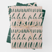 FA LA LAグリーン&ピンクのタイポグラフィのクリスマスキャロル ラッピングペーパーシート (インサイチュ)