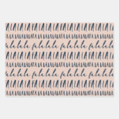 FA LA LAネイビー&ピンクのタイポグラフィのクリスマスキャロル ラッピングペーパーシート (正面)