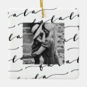 FA LA LAホワイト&ブラック書道クリスマスフォト セラミックオーナメント (正面)