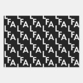 FA LA LA文字はっきりした黒モダンと白 ラッピングペーパーシート (正面2)
