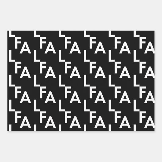 FA LA LA文字はっきりした黒モダンと白 ラッピングペーパーシート (正面2)