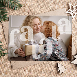 Fa La La オーバーレイ タイポグラフィのフォトクリスマス シーズンカード