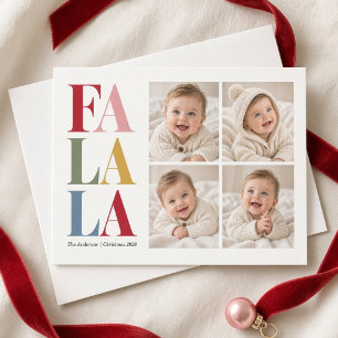 Fa La La カラフル フォト ベビー クリスマスカード