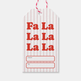 Fa La La クリスマス 遊び心あふれるストライプ ギフトタグ