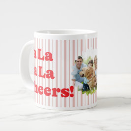 Fa La La チアーズ クリスマスパーティー ストライプ ジャンボコーヒーマグカップ