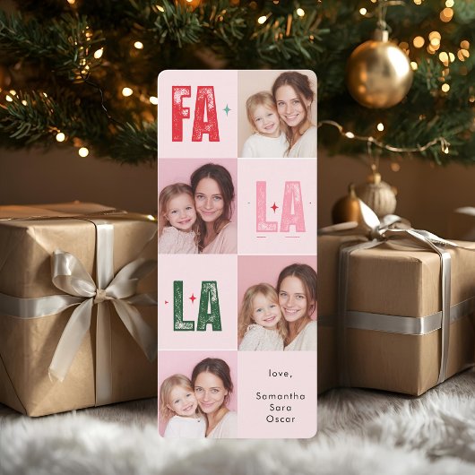 "Fa La La フォトクリスマスカード｜ピンク＆お祭り気分 