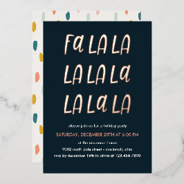 Fa la la | ホリデークリスマスパーティー ローズゴールド 箔招待状