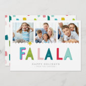 FA LA LA 3フォトフェスティバルおもしろい明はっきりしたるいカラフル シーズンカード (正面/裏面)