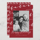 FA LA LA Black & Red Typographic Christmas Photo シーズンカード (正面/裏面)