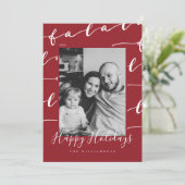 FA LA LA Black & Red Typographic Christmas Photo シーズンカード (スタンド正面)