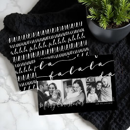 FA LA LA Black & White Typographic Christmas Photo シーズンカード