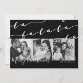 FA LA LA Black & White Typographic Christmas Photo シーズンカード (正面)