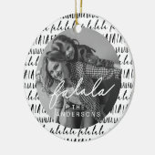 FA LA LA Black & White Typographic Christmas Photo セラミックオーナメント (左)