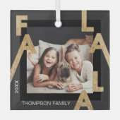 Fa La La Bold Letters Minimalist Modern Photo Glas ガラスオーナメント (正面)