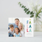 FA LA LA CHRISTMAS写真おもしろいはっきりしたカラフル シーズンポストカード (スタンド正面)