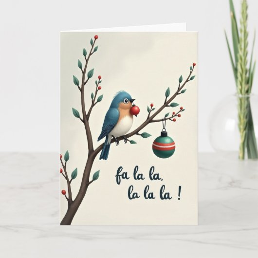 Fa La La Christmas Bird Card カード (正面)