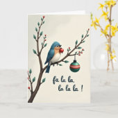 Fa La La Christmas Bird Card カード (黄色い花)