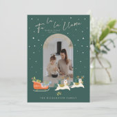 Fa La La Christmas Llama Reindeers & Sleigh写真 シーズンカード (スタンド正面)