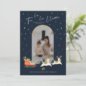 Fa La La Christmas Llama Reindeers & Sleigh写真 シーズンカード (スタンド正面)