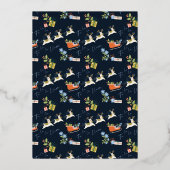 Fa La La Christmas Llama Reindeers & Sleigh写真 箔シーズンカード (裏面)