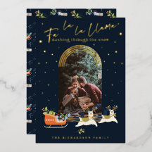 Fa La La Christmas Llama Reindeers & Sleigh写真